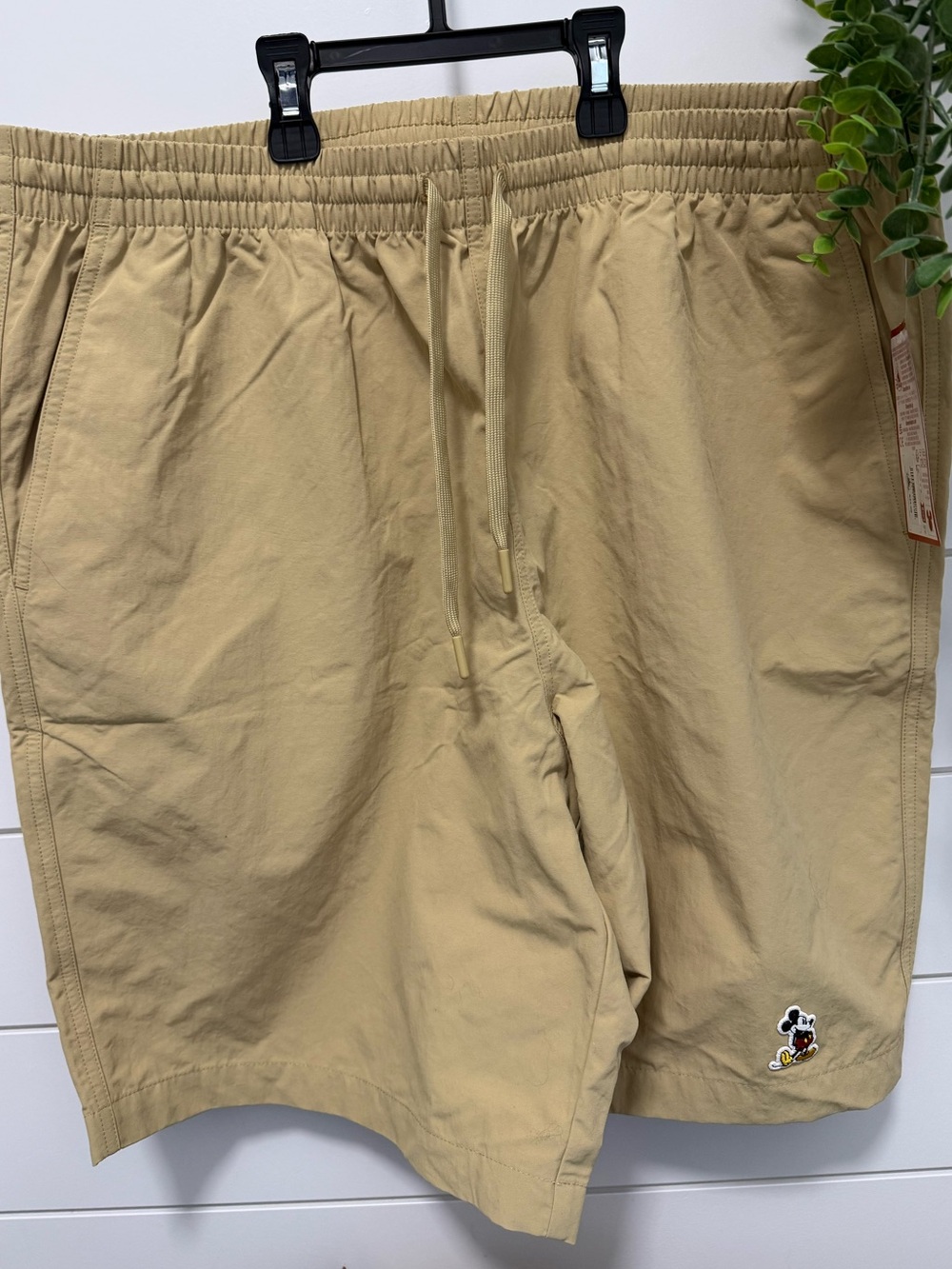 Disney Khaki/Tan Elastic Waist Shorts with Mickey embroidered patch NWT